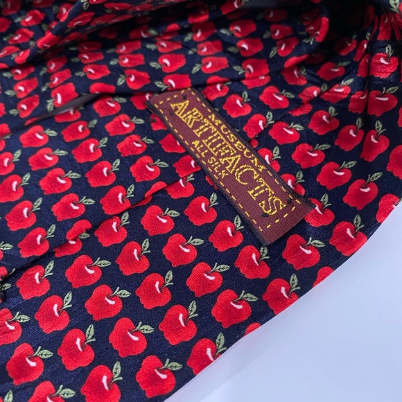 Museum Artifacts Silk Vintage Tie Artsy Novelty Apple Orchard - Picture 4 of 10